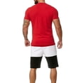thumbnail image 3 of Txlixc Traje de hombre, camiseta de cuello redondo de manga corta + pantalones cortos de cintura de cuerda Txlixc moda, 3 of 6