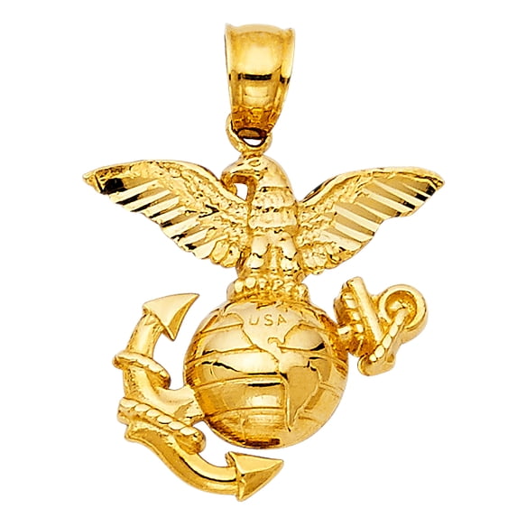 FB Jewels 14K Yellow Gold Usa Logo Pendant 19mm X 20mm