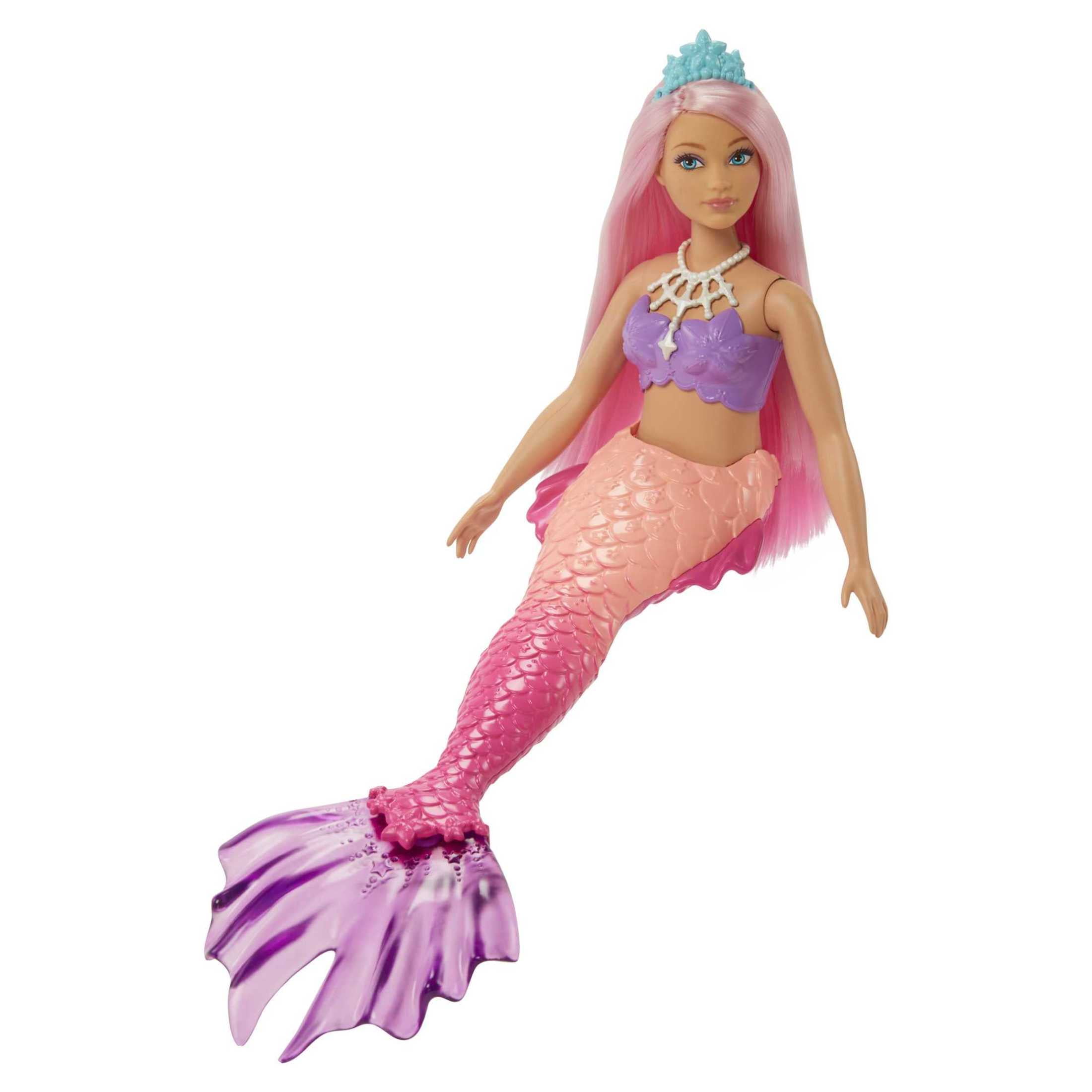 Barbie Dreamtopia Mermaid Doll with Curvy Body, Pink Hair & Tail & Tiara Accessory
