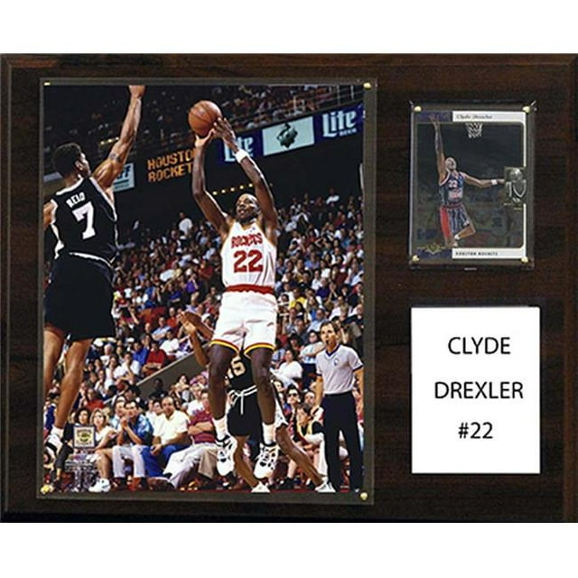 1215DREXLER NBA 12 x 15 Po. Plaque de Joueur Clyde Drexler Houston Rockets