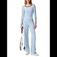 thumbnail image 3 of Tops Deportivos de Larga para Mujer, Camiseta Deportiva Ajustada Y2K para Gimnasio, Conjuntos de Otoño 2025 con Bloques de Color A Luna Azul L, 3 of 10