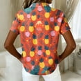 thumbnail image 4 of Women's Shirt Hawaiian Print Button Short Sleeved Pocket Casual Top, 4 of 5
