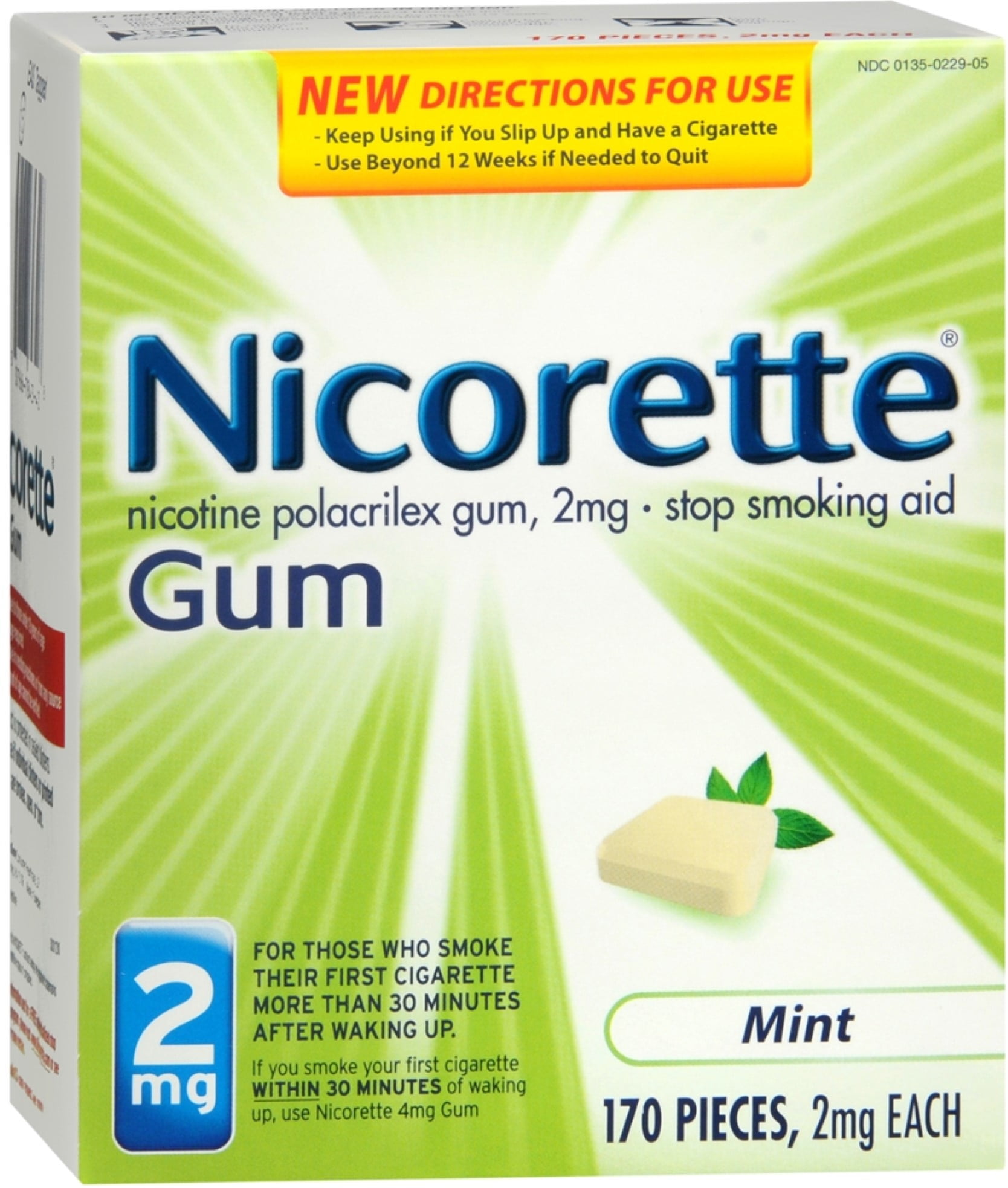 Nicorette Gum 2 mg Mint 170 Each (Pack of 3)
