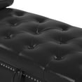 thumbnail image 2 of Flip Top Storage Ottoman Bench, Rolled Arm End of Bed Bench with 2 Pillows and Metal Feet, Entryway Sofa Bench with Tufted Buttons and Nailhead Trim for Bedroom Living Room, Black, 2 of 7