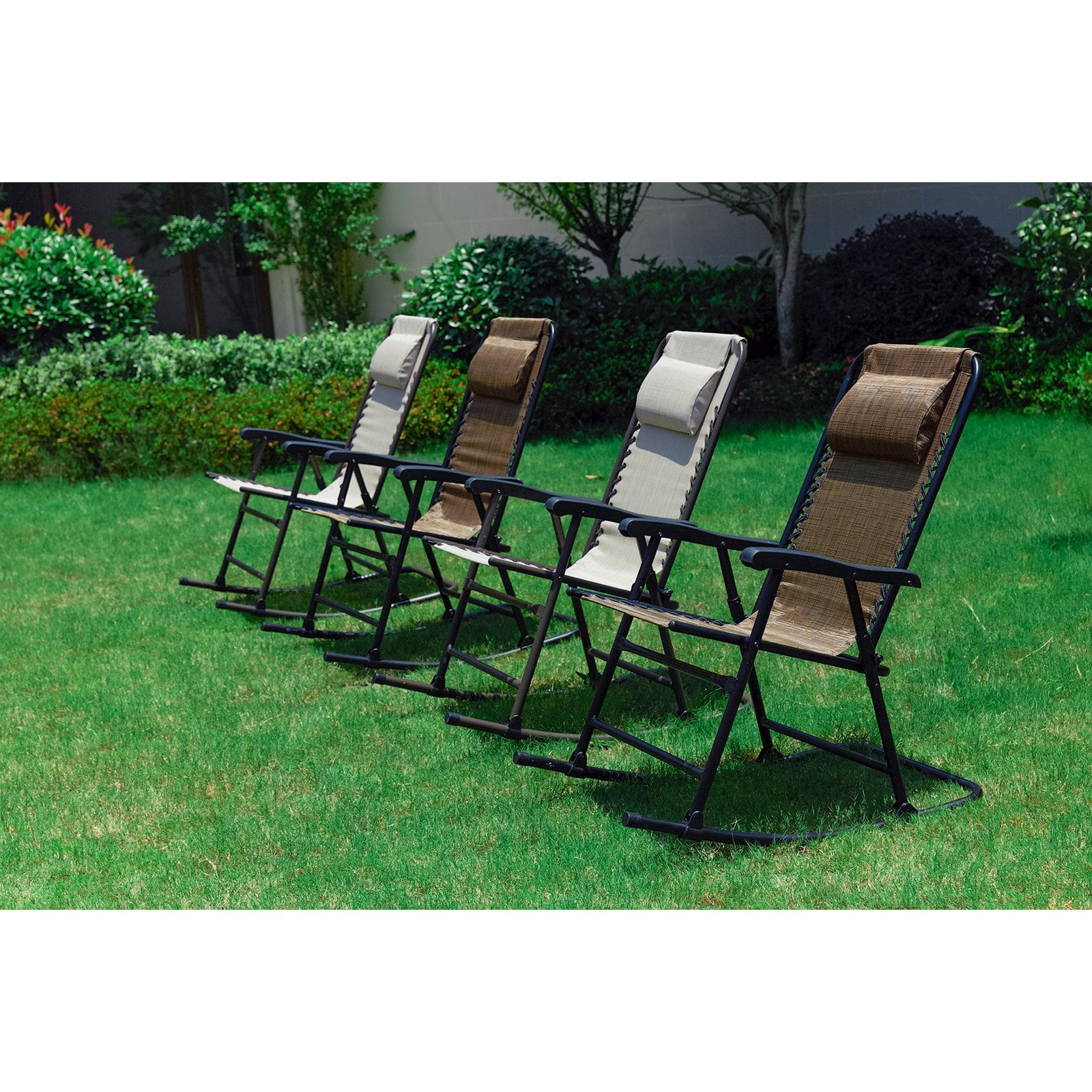 Every Season Folding Steel Outdoor Rocking Chair Set of 4