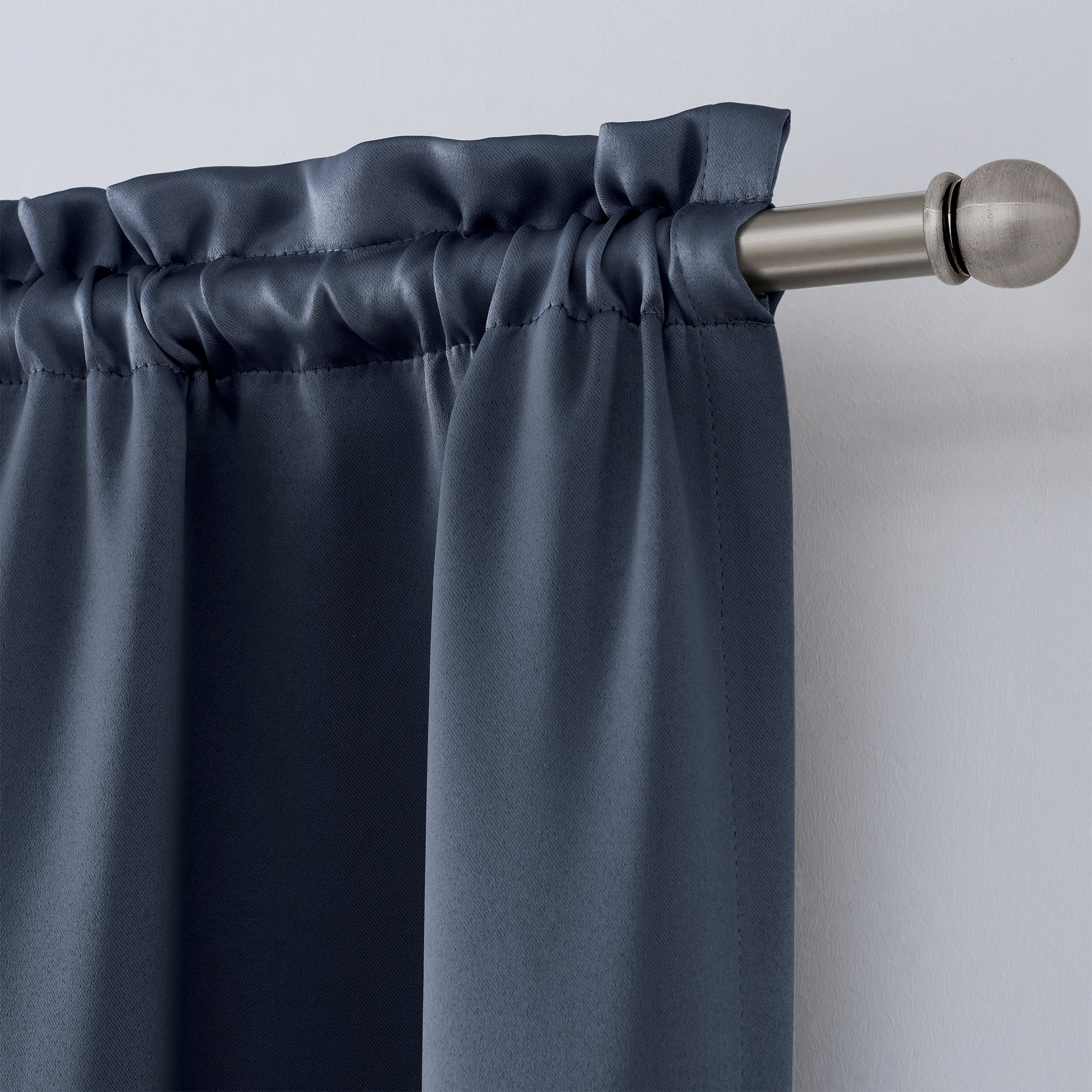 Mainstays Solid Blackout Curtain Panel Pair, Set of 2, Blue Cove, 30"W x 63"L