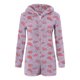 thumbnail image 3 of Mono cálido con capucha y orejas para mujer, estampado de manga larga, pantalones cortos, mono corto con cremallera, bolsillo, ropa de dormir, ropa de casa, tops de poliéster para mujer, 3 of 5
