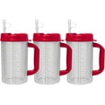 thumbnail image 2 of 32 oz Red Double Wall Insulated Hospital Mug - Cold Drink Mug - New Swivel Lid Design - Includes 11" Straw (1), 2 of 3