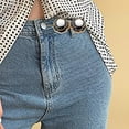 thumbnail image 3 of Los Pantalones Aprietan La Hebilla de La Cintura, El Botón de La Cintura, La Moda, Las Mujeres, La Decoración de La Ropa, El Botón de Costura Negro, 3 of 5