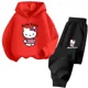 thumbnail image 3 of Conjunto de 2 piezas de sudadera y pantalones con estampado de dibujos animados de Hello Kitty Kawaii, ropa de primavera y otoño para niños y niñas, chándal de moda para niños, 3 of 5