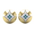 thumbnail image 2 of Dazzlingrock Collection Round Blue Diamond Rounded Kite Shape Pushback Stud Earrings for Women (0.05 ctw, Color Blue, Clarity I2-I3) in 14K Yellow Gold, 2 of 4