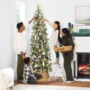 Best Choice Products 6ft Frosted Pre-Lit Artificial Scotch Pine Pencil Christmas Tree w/ 150 LED Lights, Metal Stand