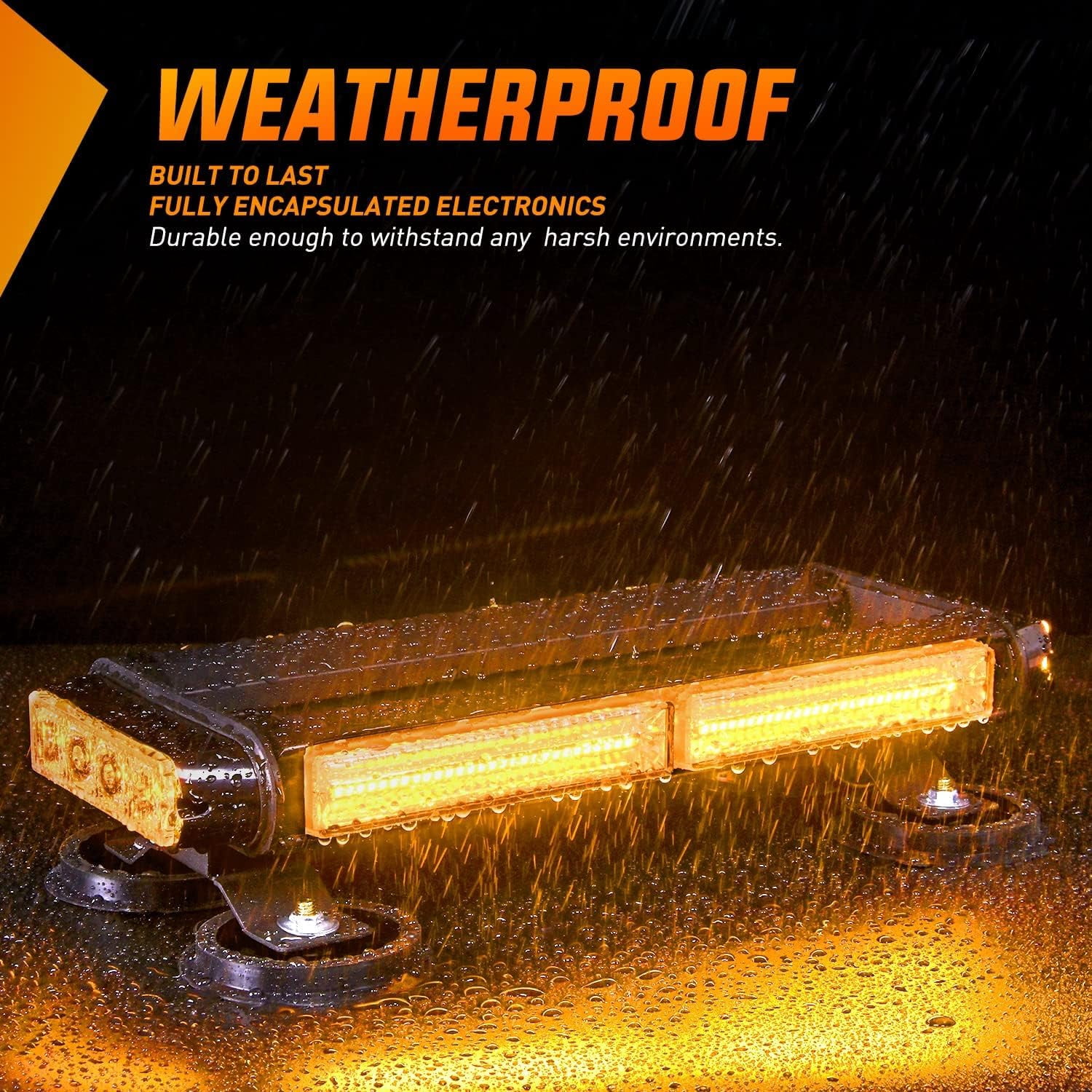 Nilight 14.5 Inch Amber White COB LED Strobe Light Bar with Magnetic Base for Trucks & Vehicles
