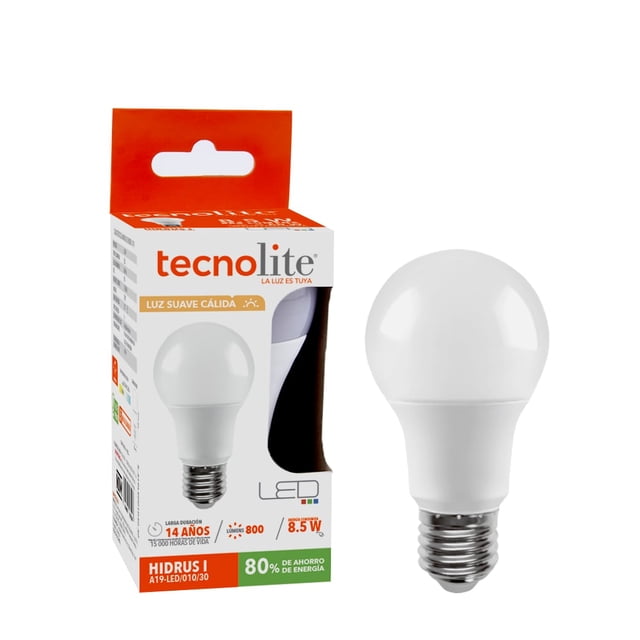 Pack 10 Focos A19 LED 8.5 W Luz Cálida Brillante Base E27