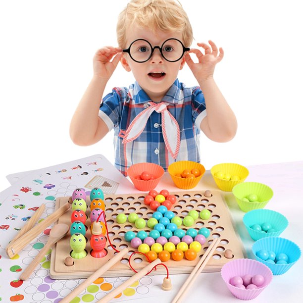 Wooden Kids Toys Hands Brain Training Clip Beads Puzzle Board Math Game Baby Early Educational Toys For Children heqiyong LED