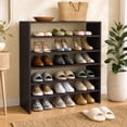 thumbnail image 3 of Costway 3 PCS Stackable Shoe Rack 31-Inch Horizontal Organizer 2-tier StorageShelf Brown, 3 of 8