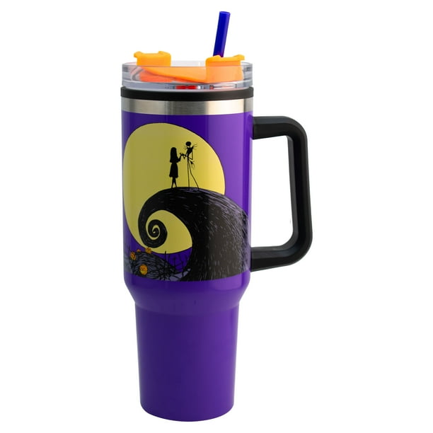 Termo Alto Doble Pared, Diseño El Extraño Mundo de Jack, Colina Jack & Sally, Color Morado, Capacidad 1.2 Litros