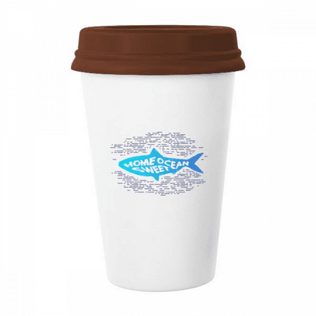

Home Sweet Sea Fish Art Deco Fashion Mug Coffee Drinking Glass Pottery Cerac Cup Lid