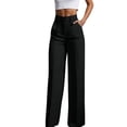 thumbnail image 2 of Women's Casual Work Pants High Waisted Comfy Straight Leg Pant Business Dressy Trousers with Pockets, 2 of 5