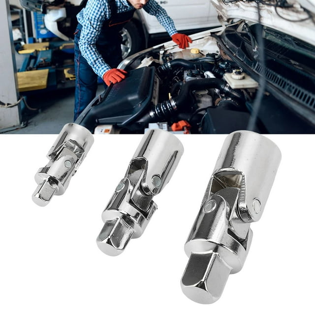 Socket Adapter Kit, 60HRC Hardness Standard Size 1/4in 3/8in 1/2in Universal Joint Set For Vehicle Maintenance