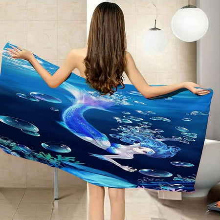 3D Print Beach Towel Oversized XL XXL Blue Mermaid Microfiber Beach Towels  Quick Dry Towel Bath Towel for Women Men Swimmers Beach Accessories Super  Absorbent Towel 39.3x78.7in 39.3 x 78.7