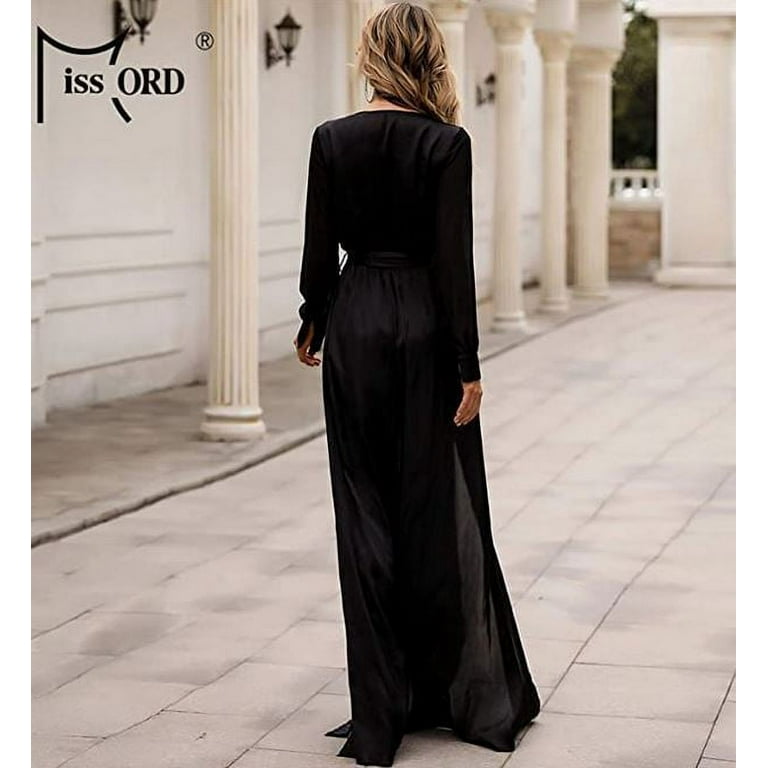 miss ord long elegant dress Draping Long Sleeve Sequin Formal Dress M02153 main image 0