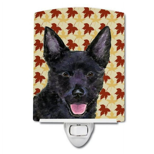 Carolines Treasures SS4358CNL Australian Kelpie Fall Leaves Portrait Ceramic Night Light