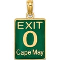 thumbnail image 1 of 14K Yellow Gold Exit 0 / Cape May With Green Enamel Charm (19.8 X 10.9) Made In United States k7059, 1 of 5