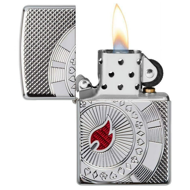 Zippo Armor High Polish Chrome Refillable Fancy Poker Chip