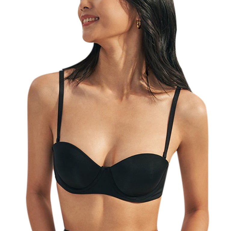 Guoeappa Women's Multiway Push Up Bra - Strapless, Convertible Clear Straps, Underwire, T-Shirt Bra