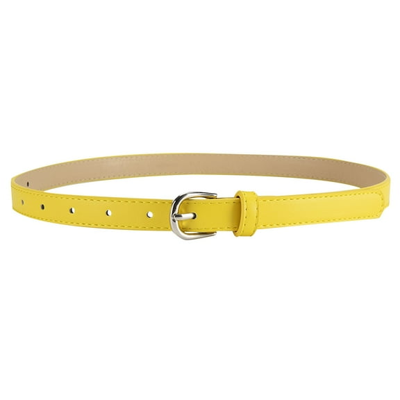 BRGZLK Kids New Belt, Trendy Solid Color Durable PU Leather Belt With Sequin Hole Hollow Decoration Belt Yellow Free Size