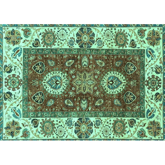 Ahgly Company Indoor Rectangle Abstract Turquoise Blue Modern Area Rugs, 8' x 12'