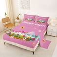 thumbnail image 2 of Erosebridal Happy Easter Eggs Kid Full Size Sheets, Spring Flower Bed Sheets, Pink, 4pcs, 2 of 5