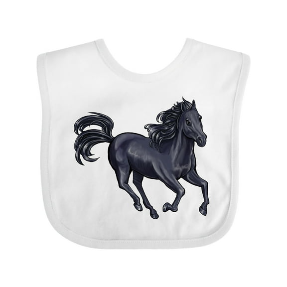 Inktastic Beautiful Galloping Black Horse Boys or Girls Baby Bib