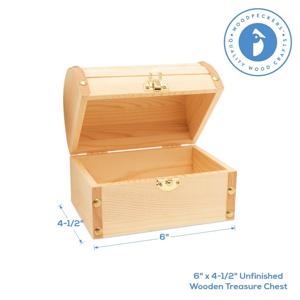 Unfinished Wood Box with Lid, Treasure Chest (2.7 x 2.7 x 1.6 in, 12  Pieces)