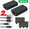 1800mAh Rechargeable Battery Pack for Xbox One Controller. 2 Lithium Long Life Batteries compatible with Xbox One/Xbox One S/Xbox One X/Xbox One Elite Controller. Play and Charge Kit