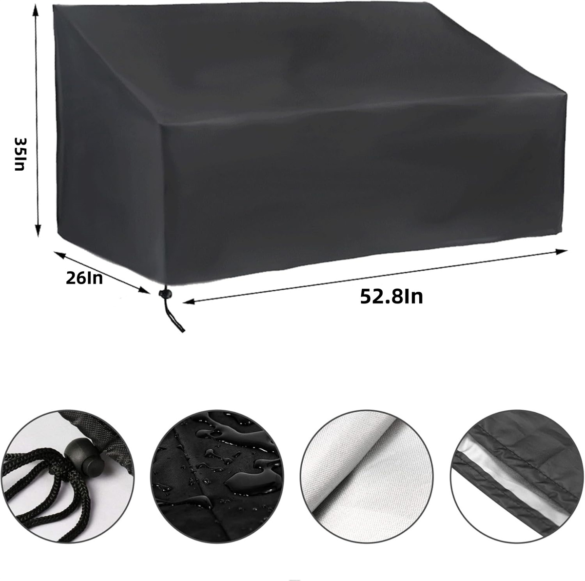 Outdoor Garden Bench Cover,1pcs Double Patio Oxford Chair Cover,QZS Waterproof Furniture Protector with Drawstring for Garden,Home,52.8x26x35"
