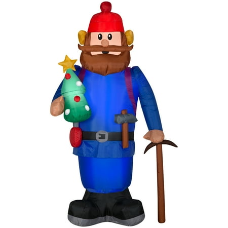 Gemmy Christmas Airblown Inflatable Yukon Cornelius With Tree, 6 Ft Tall, Multicolored