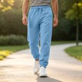 thumbnail image 3 of WULMLEO Men's Jogger Pants with Pockets Drawstring Tapered Athletic Sweatpants for Gym Running Casual Sky Blue L, 3 of 7