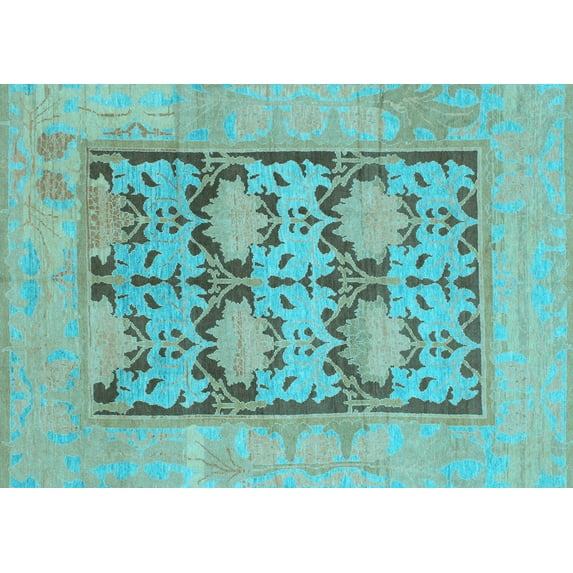 Ahgly Company Indoor Rectangle Oriental Light Blue Traditional Area Rugs, 8' x 10'