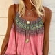 thumbnail image 2 of Camiseta sin mangas con cuello redondo y tirantes finos para mujer, camiseta sin mangas con estampado informal holgada de verano para trabajo de oficina, rosa, 2XL, 2 of 5