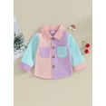 thumbnail image 2 of FEORJGP Toddler Boys Girls Long Sleeve Shirt Button Down Tops Contrast Color Cardigan Pocket Blouse Lapel Jacket for Baby Loose Casual Spring Fall Clothes, 2 of 9