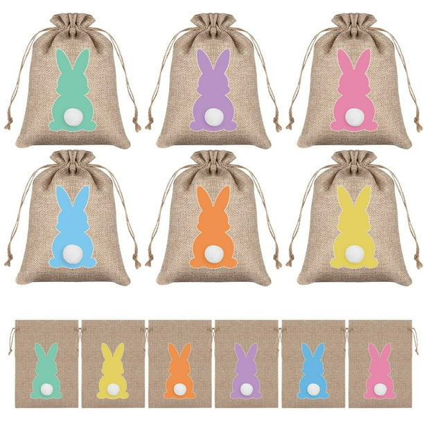 1 Juego de 24 Bolsas de Regalo con Cordón para Dulces de Pascua, Decoración para Fiestas Infantiles