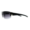 thumbnail image 4 of Mens Rimless Wrap Narrow Rectangle 90s Metal Rim Designer OG Sunglasses Silver Black Smoke, 4 of 4