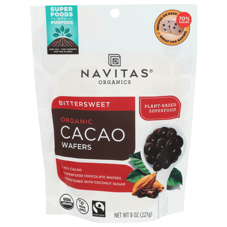 (Pack Of 6) Navitas Wafers Cacao Bittersweet Organic 8 Oz