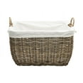 thumbnail image 3 of Kouboo Rattan Rectangular Laundry Basket with Liner, Handmade, Removable Liner, Laundry Basket, Bathroom, Bedroom, Kids Room, Gray, 3 of 4