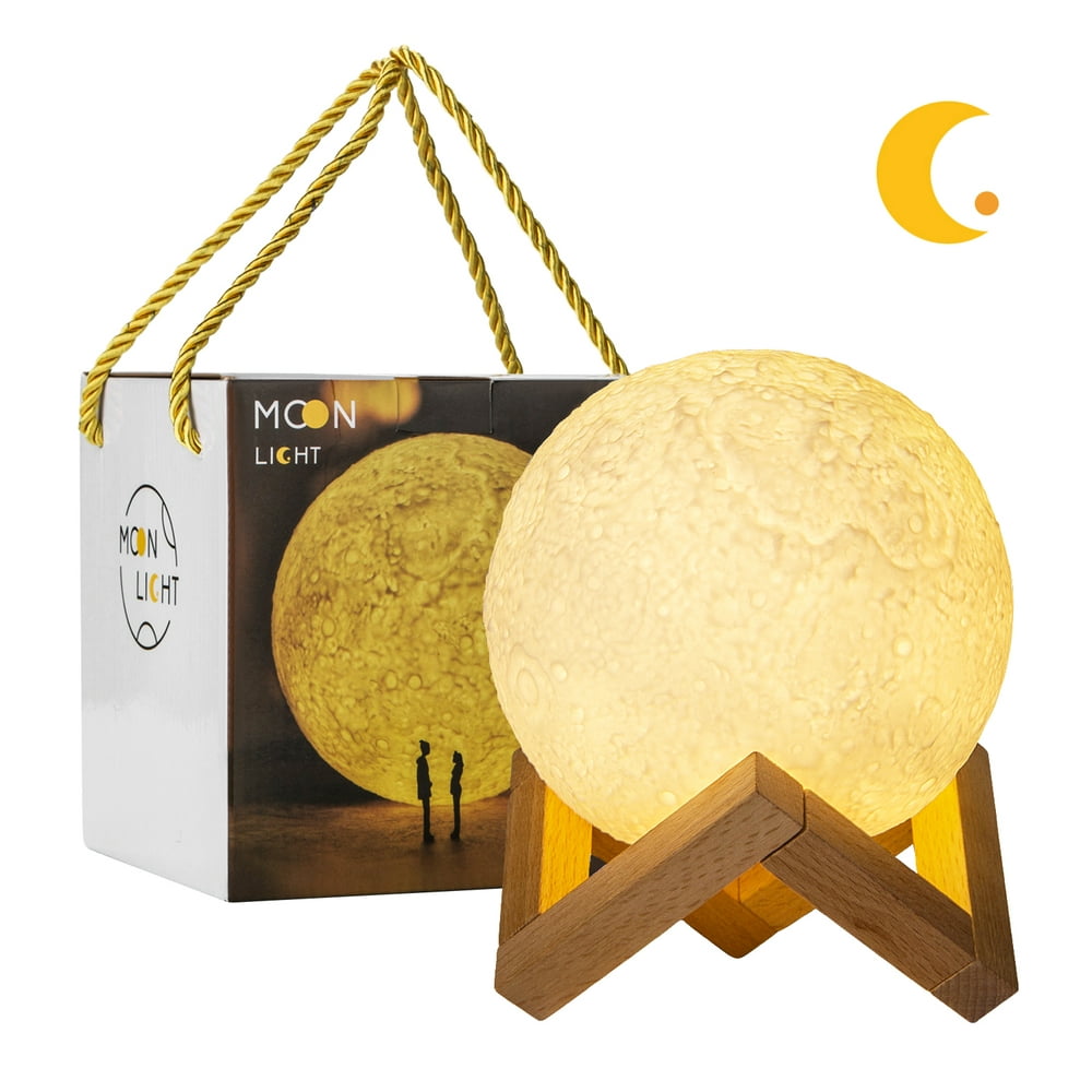 Moon Lamp, LED Dimmable Night Light, USB Rechargeable & Touch Control
