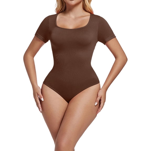 Womens Shapewear Short Sleeve Bodysuit Tummy Control Shapewear Seamless Full Body Shaper
