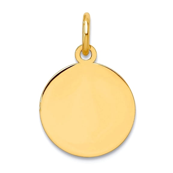 14k Solid Yellow Gold Round Disc Charm Pendant Necklace for Women - 1.1 Grams