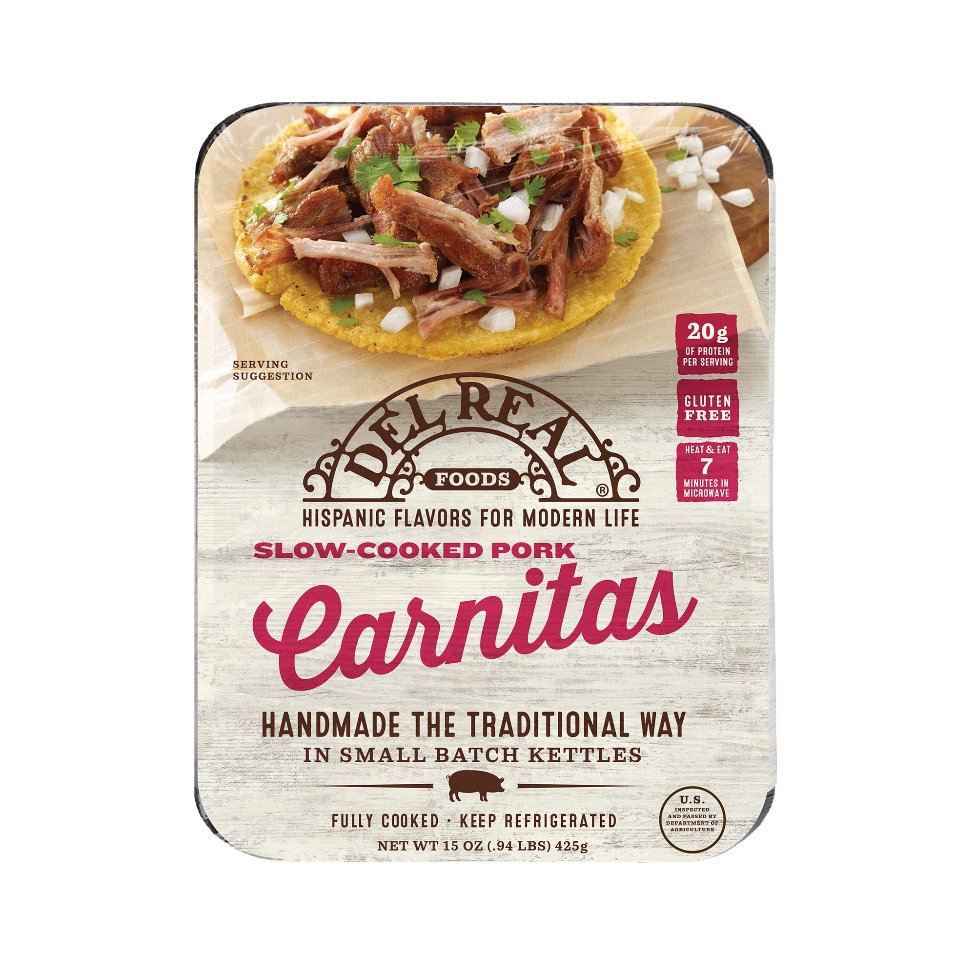 Del Real Foods Slow Cooked Pork Carnitas, 15 oz ( Fully Cooked) image